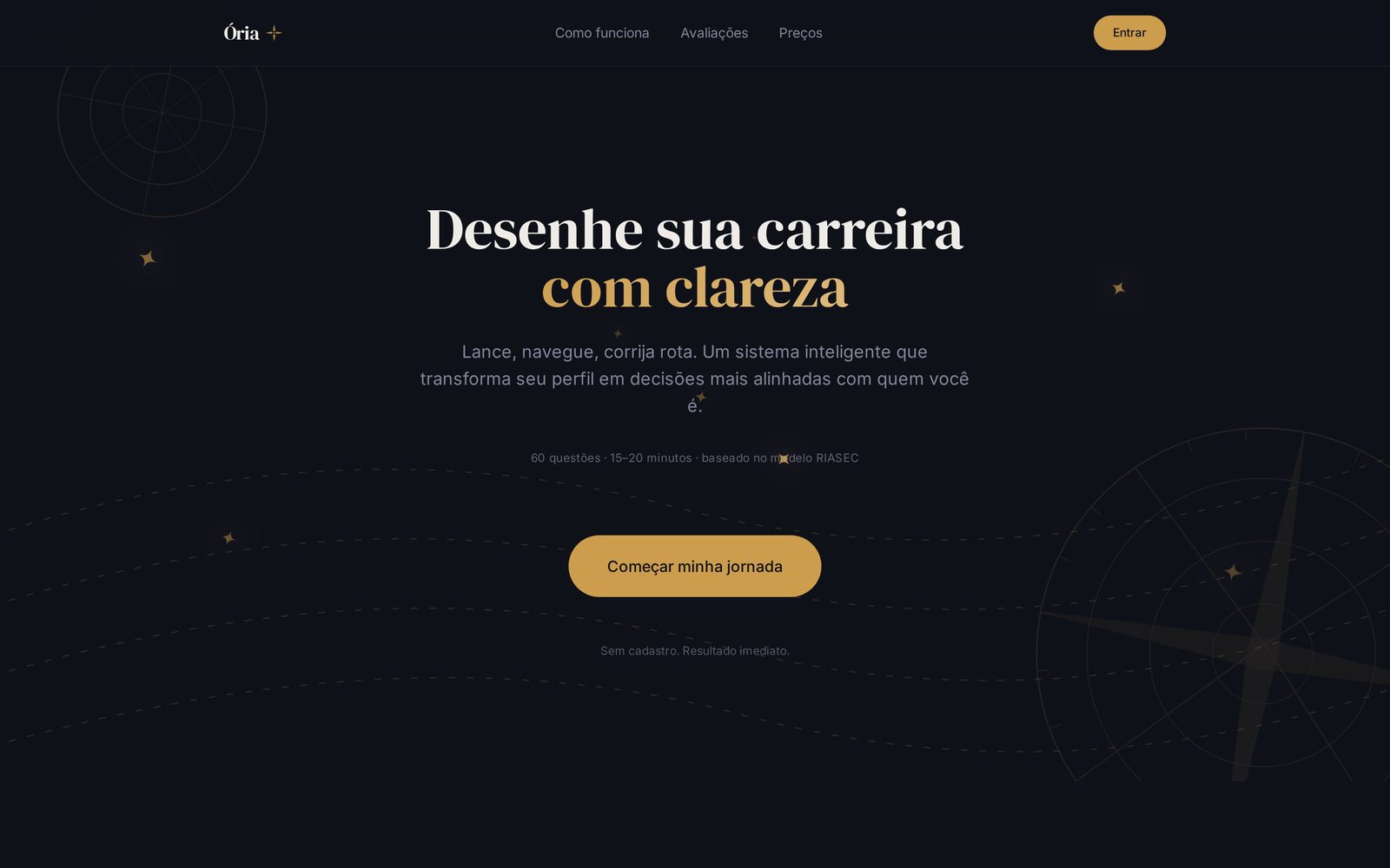 Home da plataforma Ória Center em versão desktop