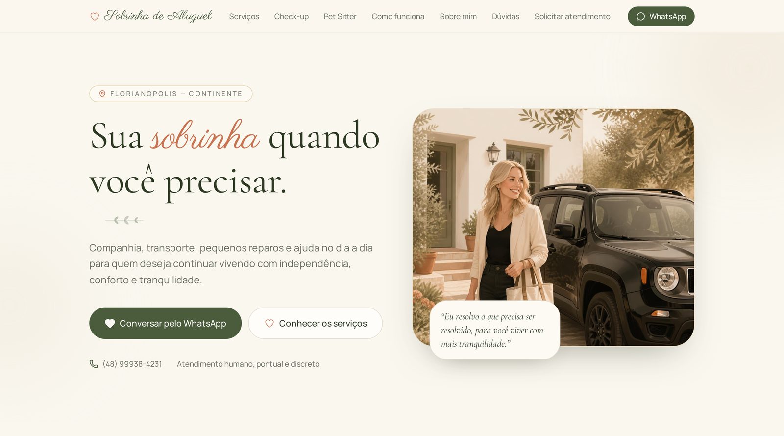 Home do site Sobrinha de Aluguel em versão desktop